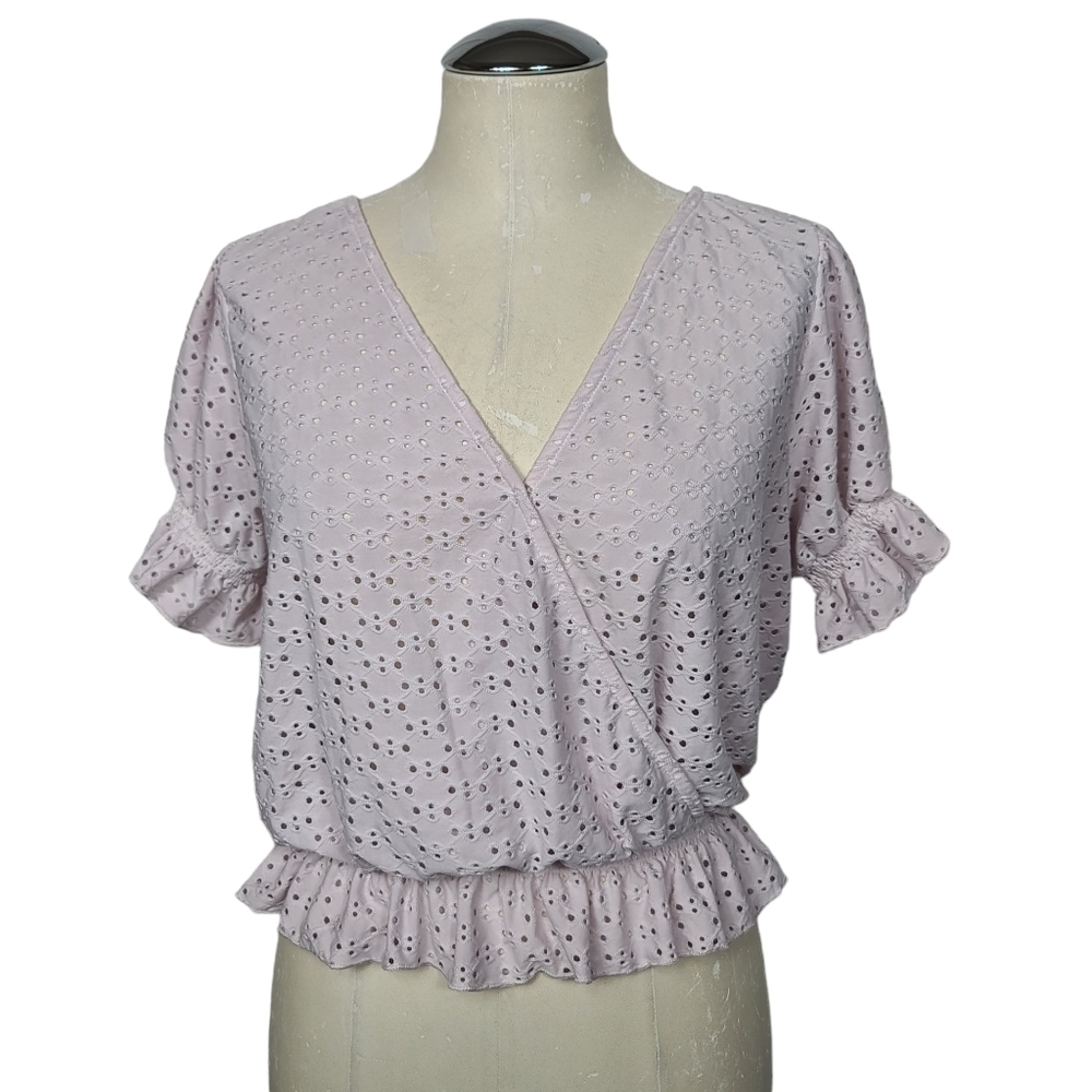 Say What? V Neck Pink Short Sleeve Top M
